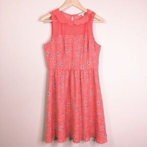 LC Lauren Conrad Sz 12 Coral Floral Collar Dress L